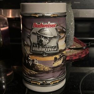 Budweiser Marines Stein - Red, Silver, Black, White